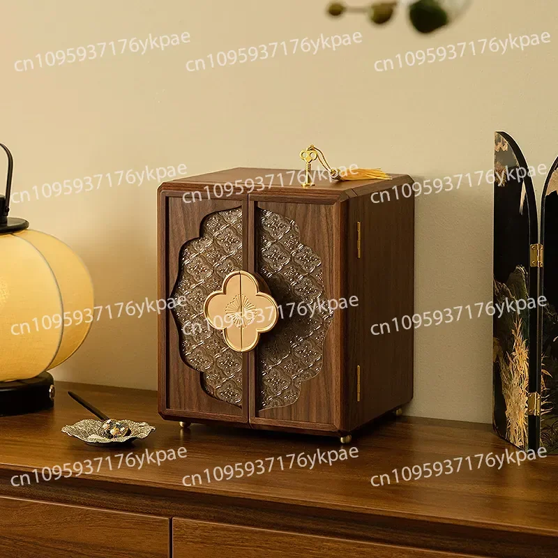 Wooden Jewelry Box Storage Box with Lock High-end Exquisite Hand Jewelry Necklace Jewelry Box