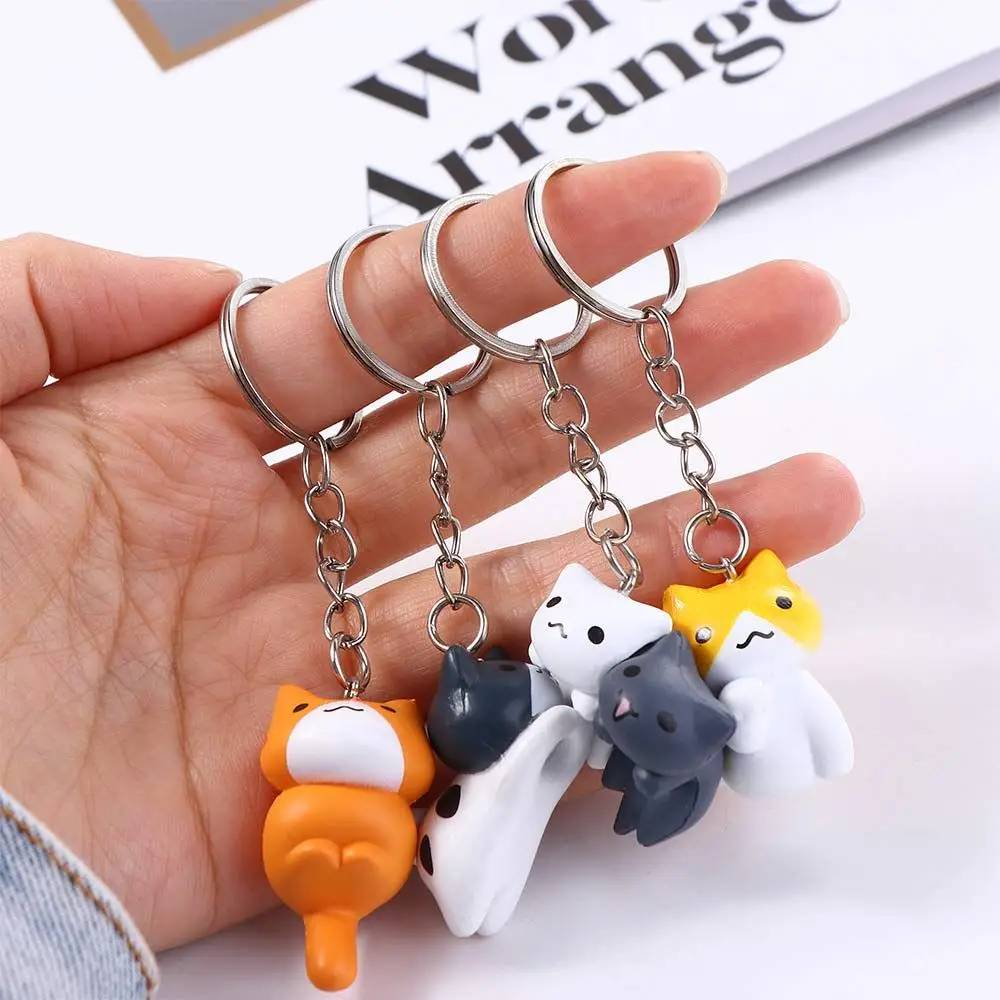 1pc Fashion Couple Gift Creative Gift Cartoon Key Chains Kitten Key Chain Bag Pendant Cat Keyring Lucky Cat Keychain Random