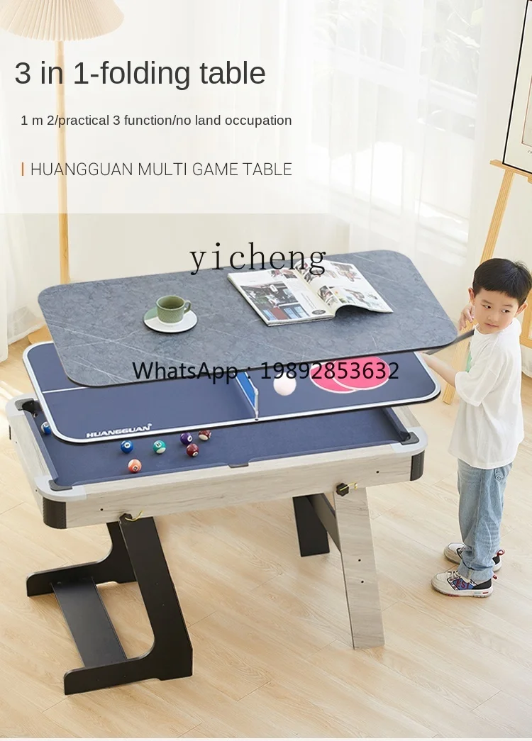 Tqh Pool Table Children's Indoor Folding Table Tennis Table Tennis Multifunctional Snooker Billiards Toy Desk