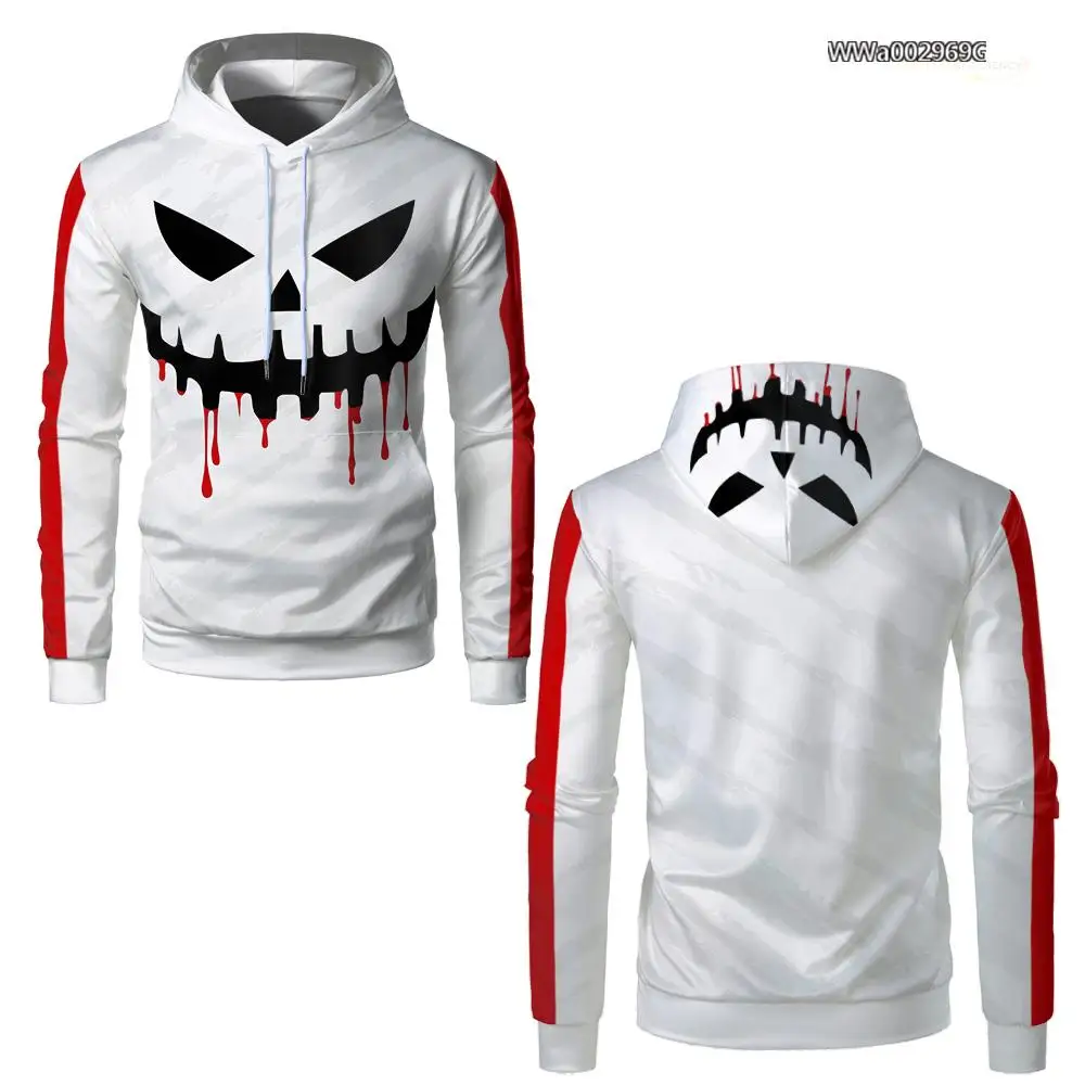 Halloween Ghost Face Print Hoodies Street Fashion Cosplay Long Sleeve Tops Unisex Festival Party Casual Sweatshirt Kid's Clothes