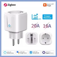 Tuya Zigbee Smart Socket EU Plug 16/20A Power Monitor Remote Control Smart Life APP Remote Control Alexa Google Home