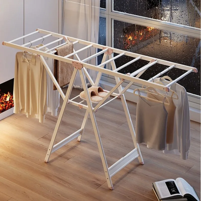 Folding Clothes Racks Metal Balcony Clothes Drying Rack Large Indoor Comforter Clothing Stand Multifunction Clothing Standing