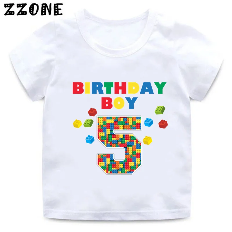 Master Builder Blocks Building Print Funny Boys Clothes 1 2 3 4 5 6 7 8 9 Years Happy Birthday Kids T shirt Baby Girls T-Shirts