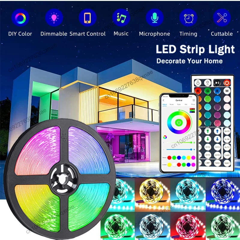 

DuDu 100ft Led Strip Lights RGB SMD5050 Usb Music Sync Bluetooth Led Lights for Bedroom Room Decoration Neon Light Flexible Lamp