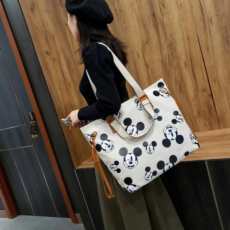 

Новая холщовая сумка-тоут Disney с Микки Маусом 2026 года, вместительная женская сумка через плечо, стильная мультяшная сумка с ручкой