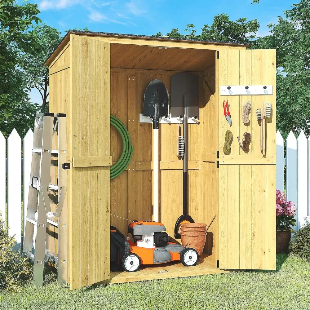

Storage Shed, 4.6x2.2 FT Garden Shed Outdoor Wood Sheds, Storage Cabinet Waterproof, Tool Sheds with Floor, Solid Wood Cabinet f