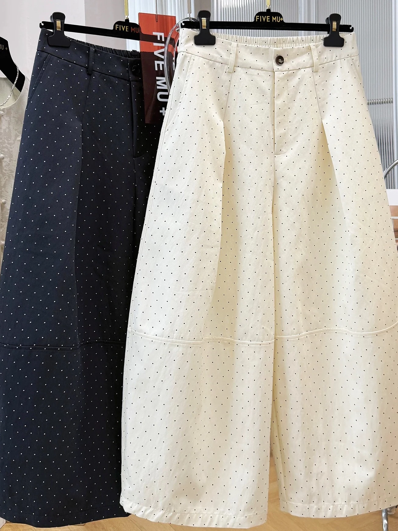 

plus Size Women's Loose Fit Polka Dot Pants High Waist Straight Leg Spring Summer Comfortable Breathable Casual Trousers