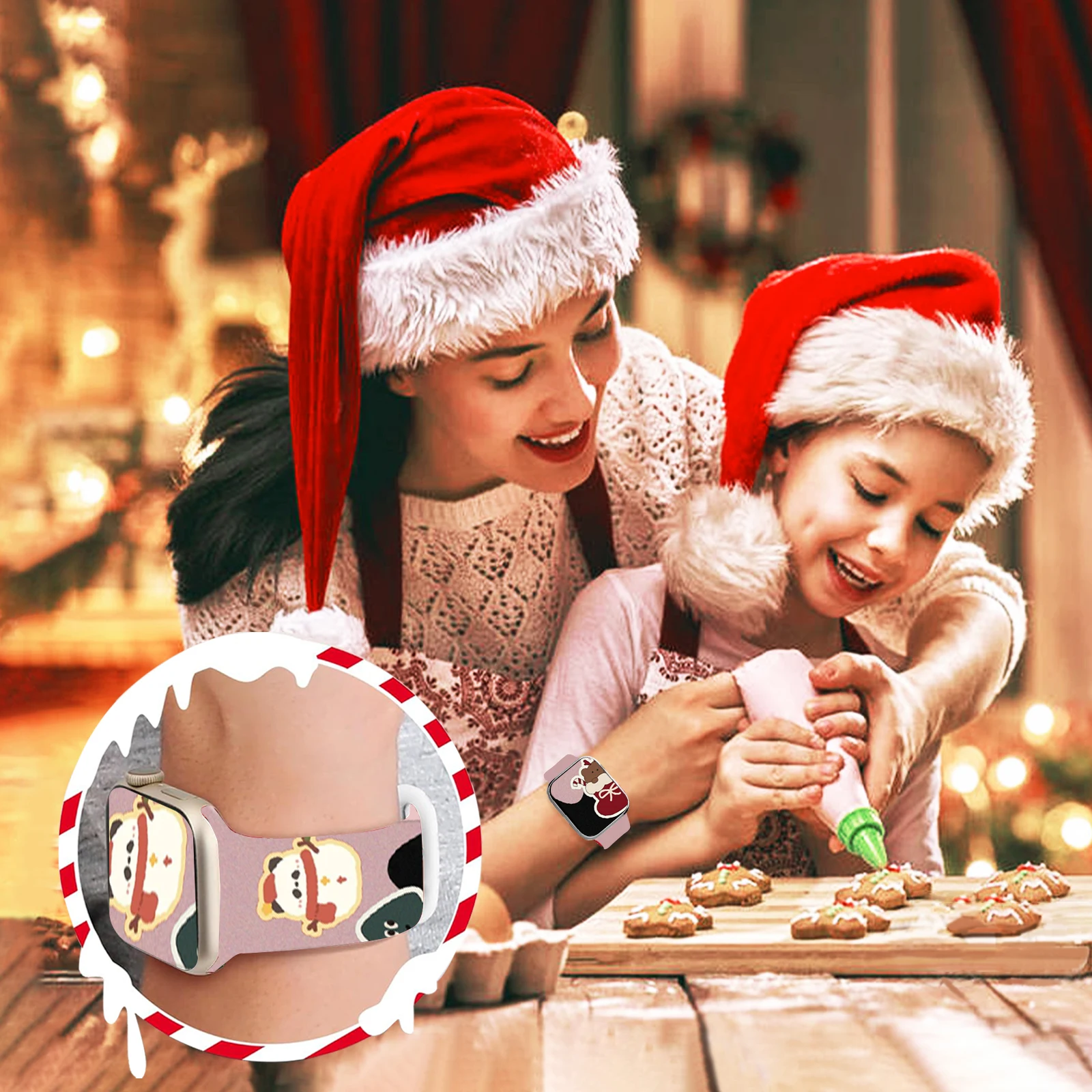 Christmas Love Song Print Strap for iWatch 11 10 9 8 7 Silicone Band Replaceable Bracelet for Apple Watch 46mm 44mm 42mm 41mm