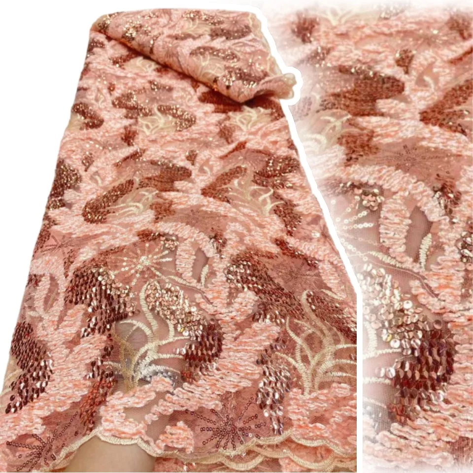 

2025 новейшая французская тюлевая кружевная ткань высокого качества, африканская кружевная ткань с вышивкой и блестками, кружевная ткань для шитья платья T1493