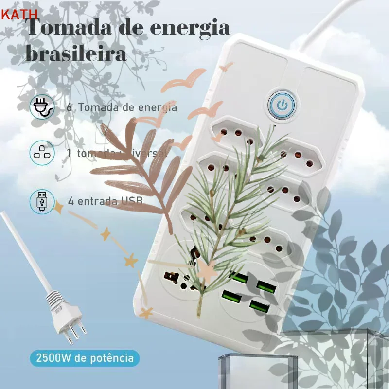 Extension Socket Power USB Line Filter Regua Electric: Sockets 110-220V 10A