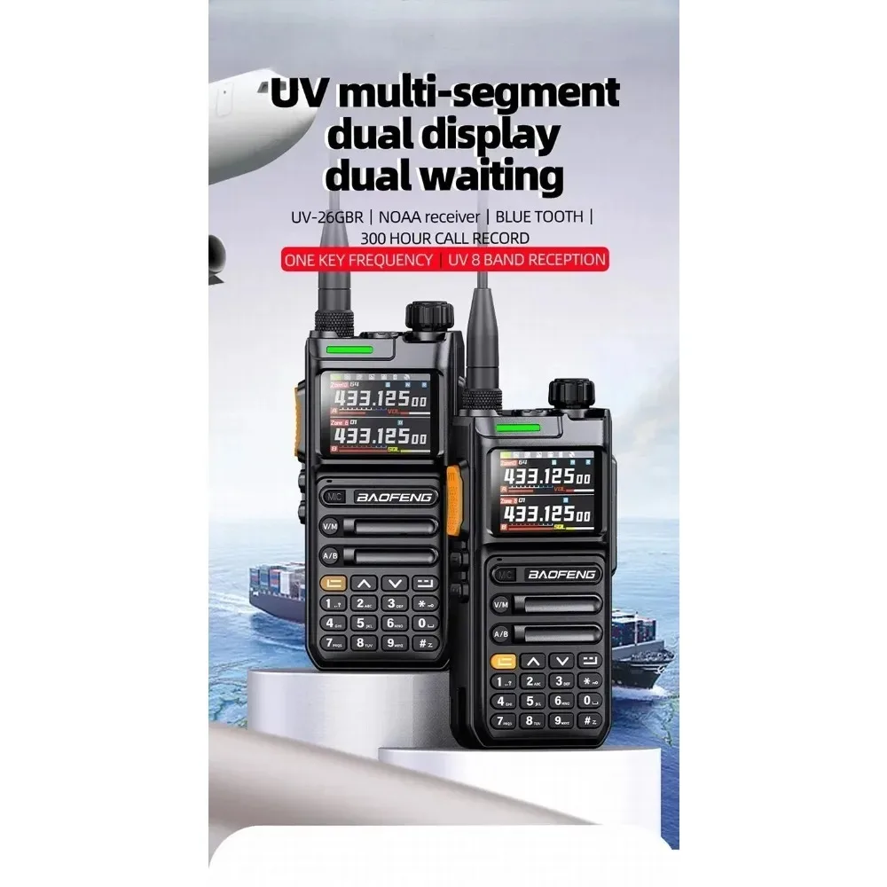 

Baofeng UV26 Walkie Talkie GPS APSR Multi Band Bluetooth Programming Recording Wirless Copy Frequency Type-C Long Range Two Way