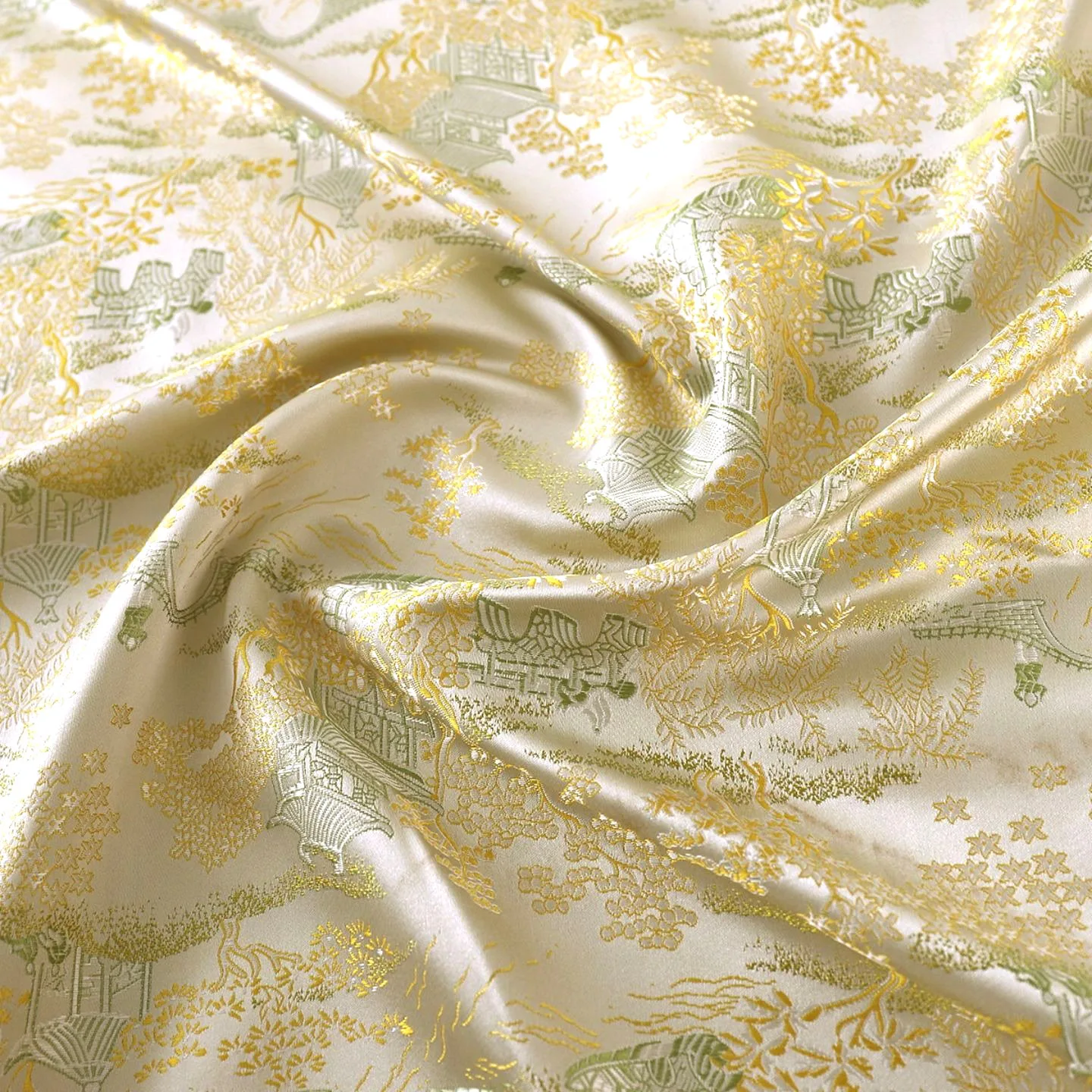 

Elegant Scenic Jacquard Brocade Fabric Nature Inspired Pattern Lightweight Cloth Dress Vest Coat DIY Tailoring Designer Material