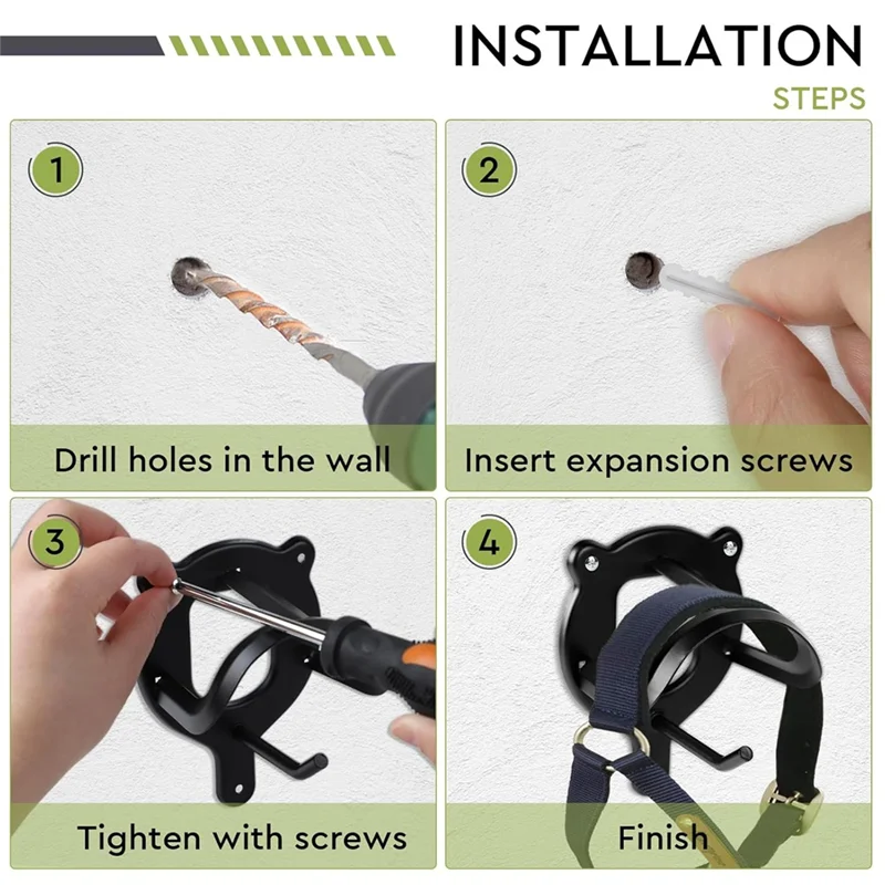 

ABKP-4Pcs Horse Bridle Rack Metal Bridle Hooks With Tubes And Screw Wall Mounted Horse Barn Supplies