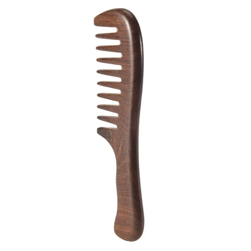INLIG-Sandalwood Wide Tooth Comb Curly Hair Portable Coarse Tooth Wooden Comb Hair Massage Tool