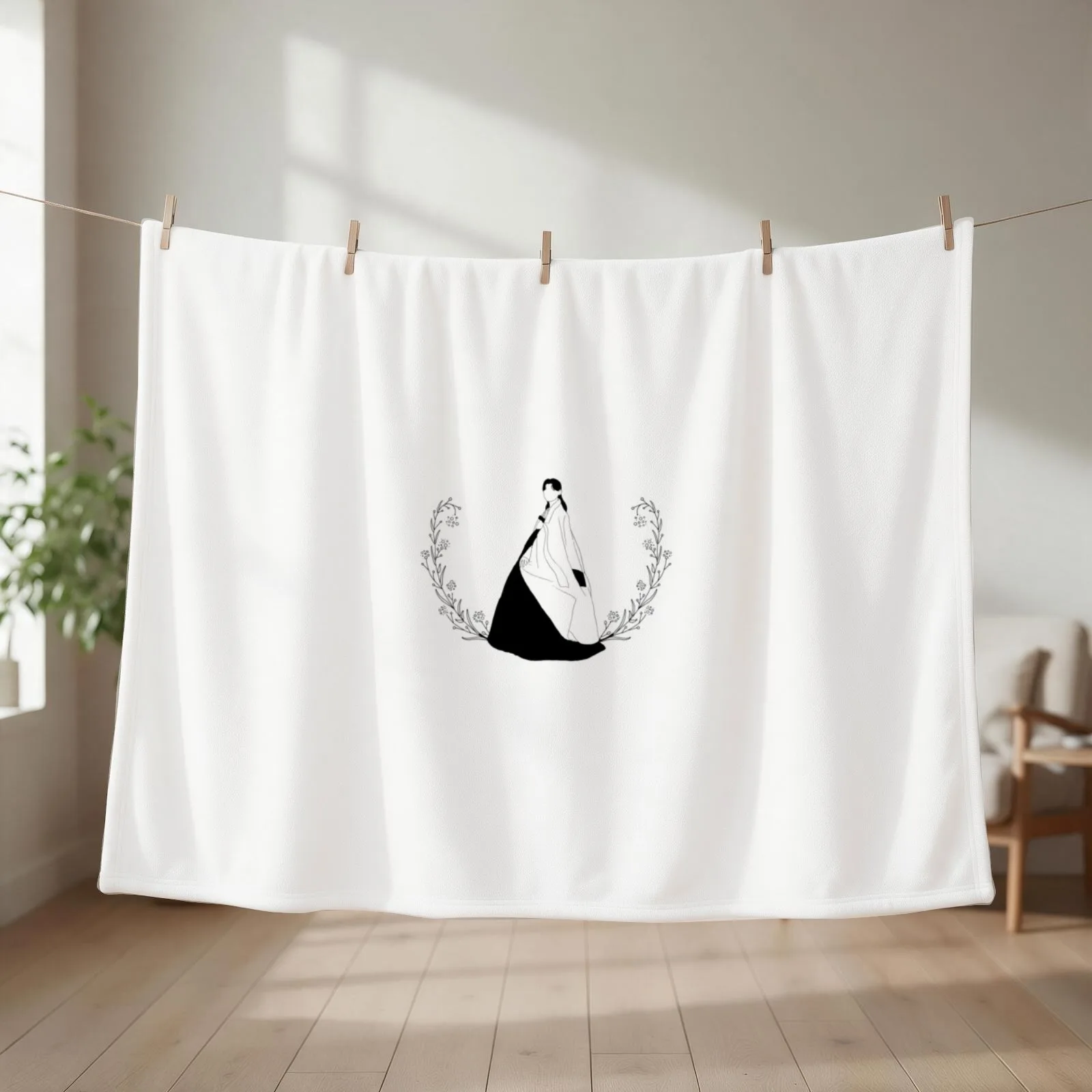 Copy of Korean traditional clothes, hanbok woman Throw Blanket couch cozy soft plush fuzzy picnic outdoor blanket