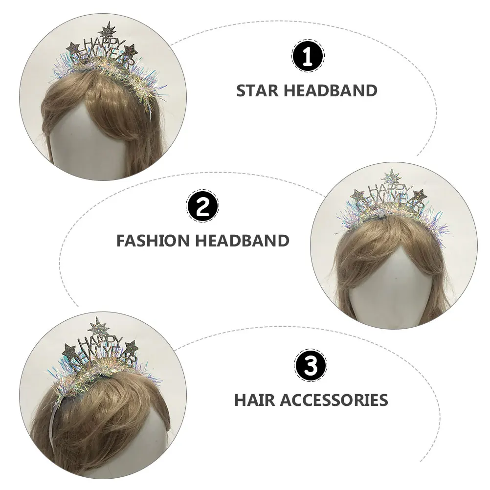 

2 Pcs New Year Hair New Year Letter Star Design Photo Props Fashion Headb Party Accessories Christmas Headdress Decor