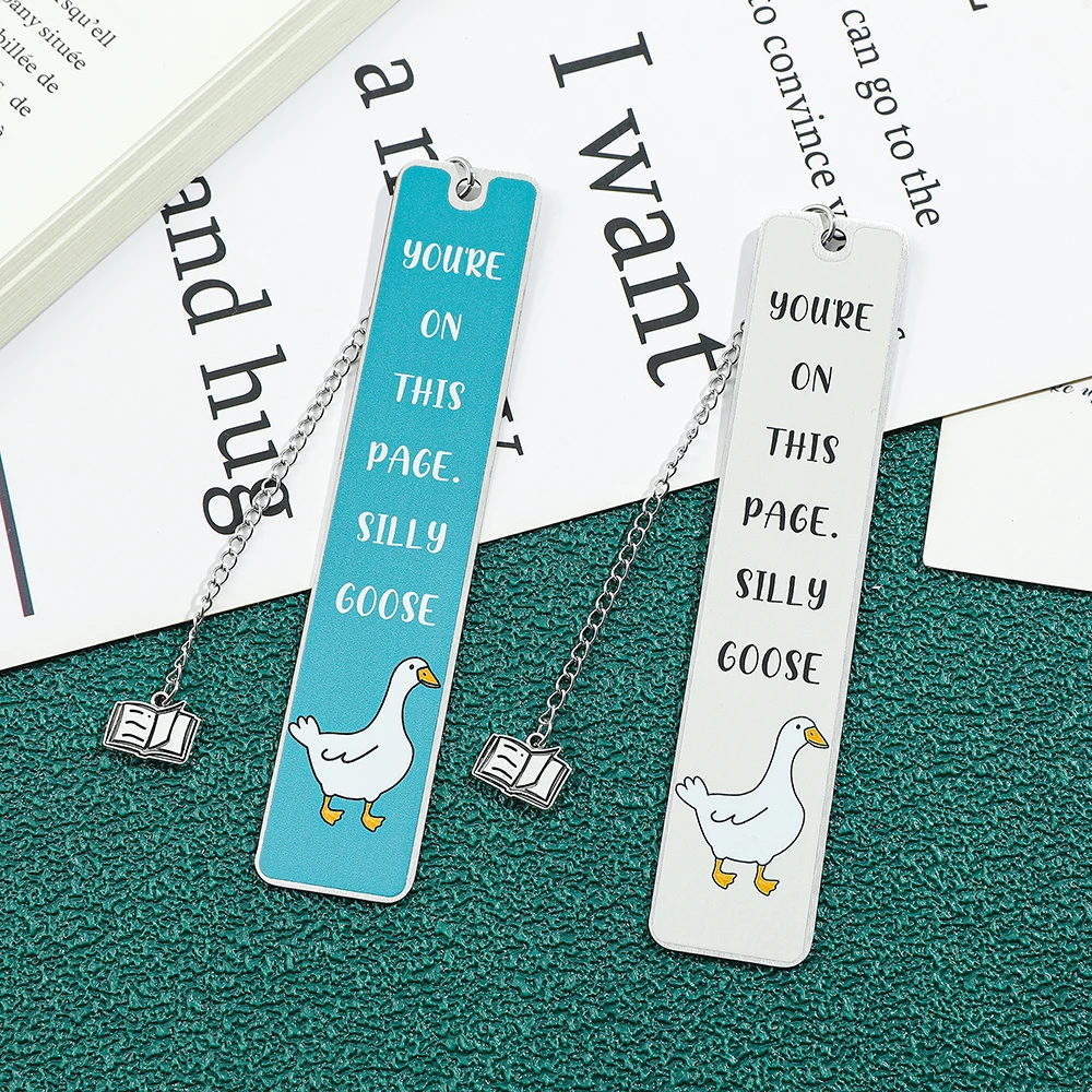 Colorful Cute Goose Metal Pendant Bookmark - Reading Accessory School Stationery Learning Office Supplies Collectible Item