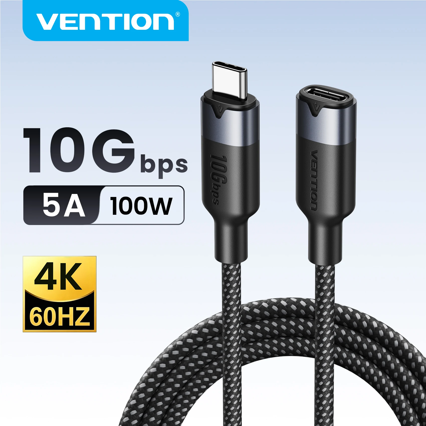 Vention USB 3.2 Extension Cable 10Gbps PD100W Fast Charging Cord 4K@60Hz USB C Extender Cord for MacBook Pro Samsung Switch PC