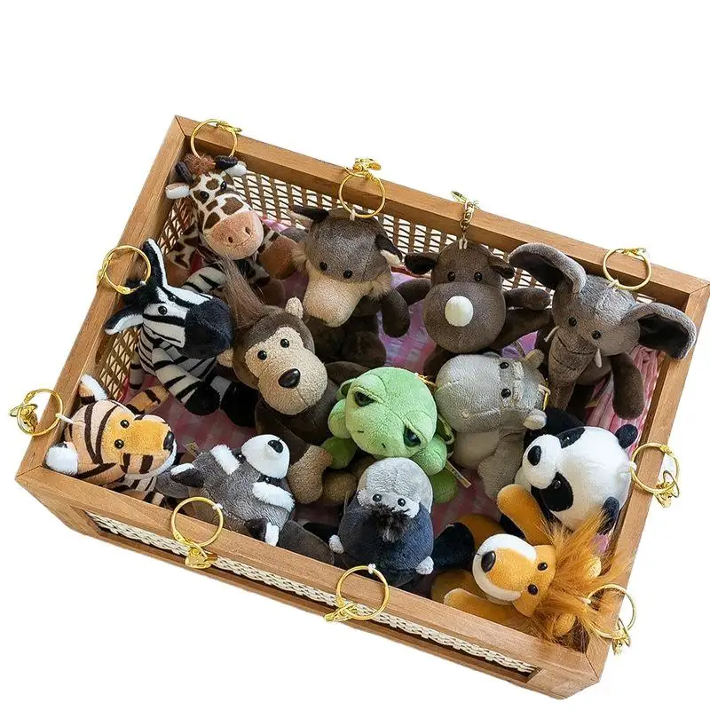 Niedlicher Cartoon-Tier-Plüsch-Schlüsselanhänger 15 cm Schildkröte Elefant Tiger Löwe Nilpferd Waschbär Bulldogge Katze Pinguin Affe Plüschtier – Detail 6