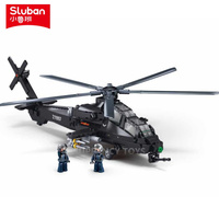 Sluban 419PCS Military Gunship Helicopter Low Altitude Hegemon Model Building Blocks Educational Toys for Children