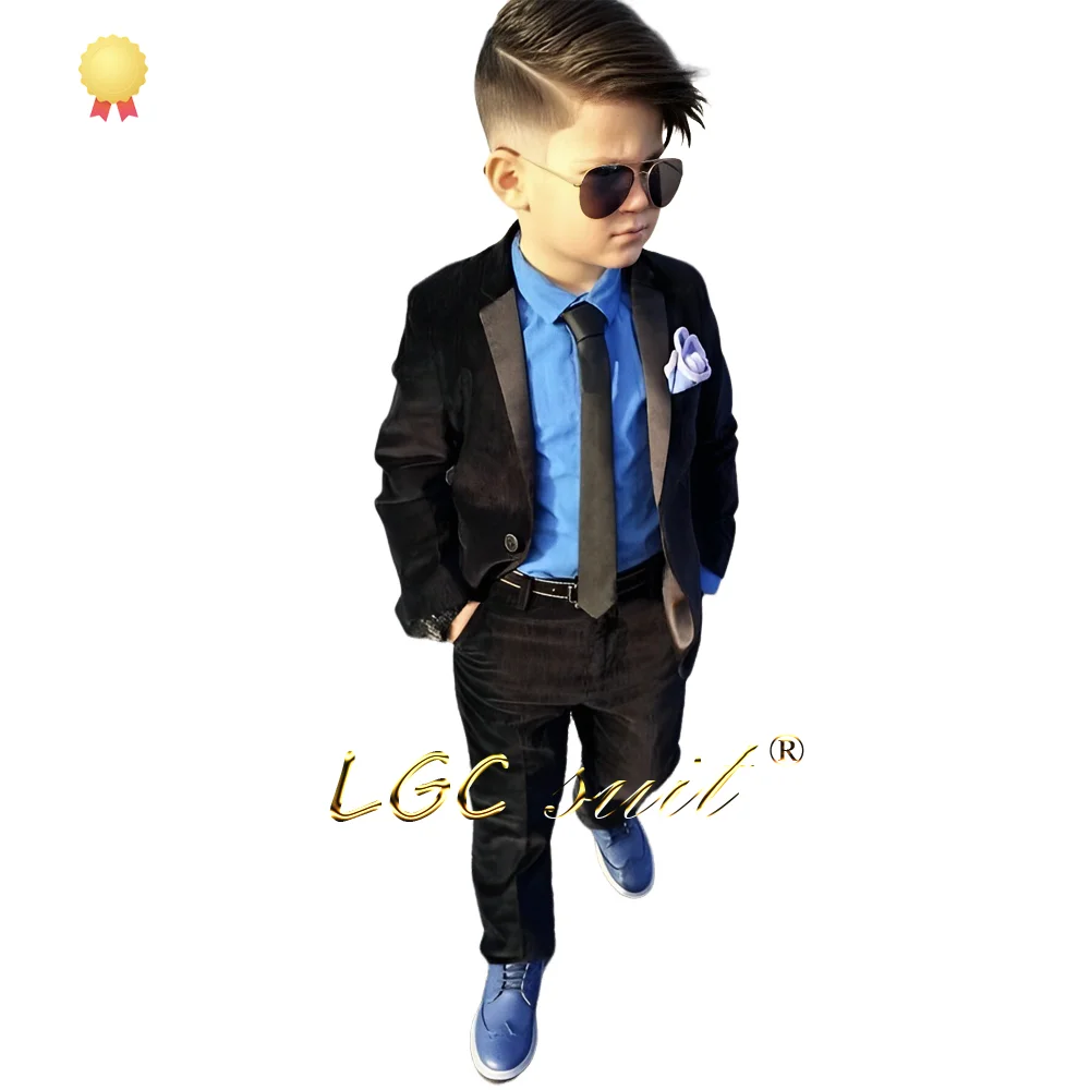 3-piece casual suit for boys aged 2-16 years old, suitable for street parties, events and celebrations, customized tuxedo