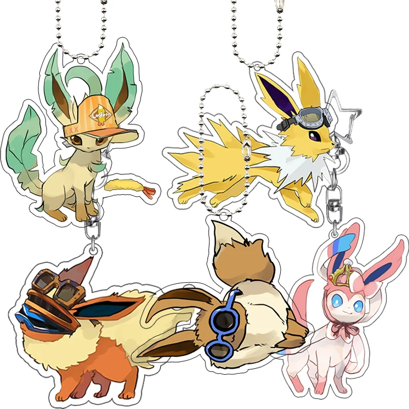 

Ptcg Vaporeon Flareon Espeon Anime Cartoon Q Version Pattern Acrylic Keychain Ornaments Fashion Figure Hanging Accessories Gifts