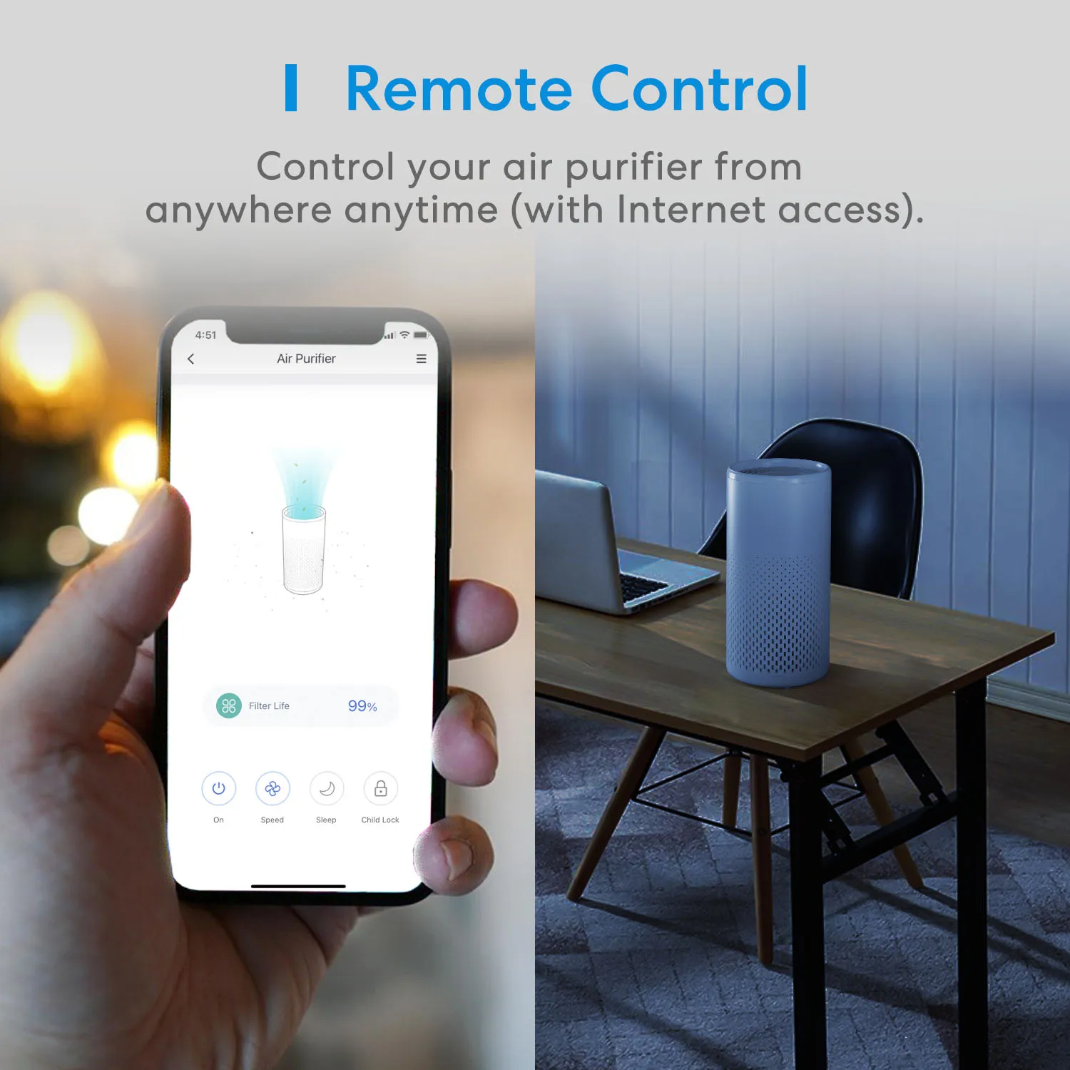 Imagem -03 - Meross-purificador de ar Mudo Inteligente Controle de Voz Estágios H13 True Hepa Filte de Carbono Ativado Funciona com o Apple Homekit