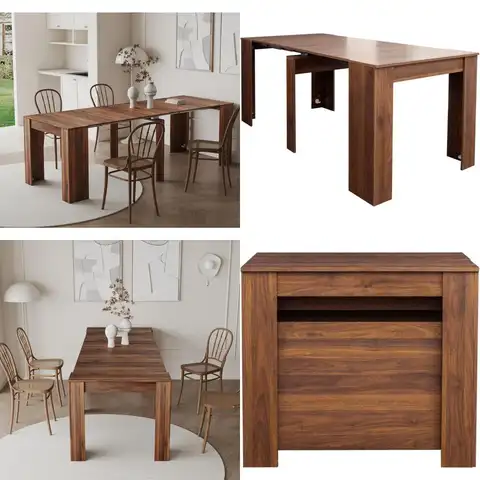 Utbyggbart modernt rustikt rektangulärt matbord för 1-10 personer, trä, lämpligt för kök och vardagsrum 8 best sales expanderbart bord - №2