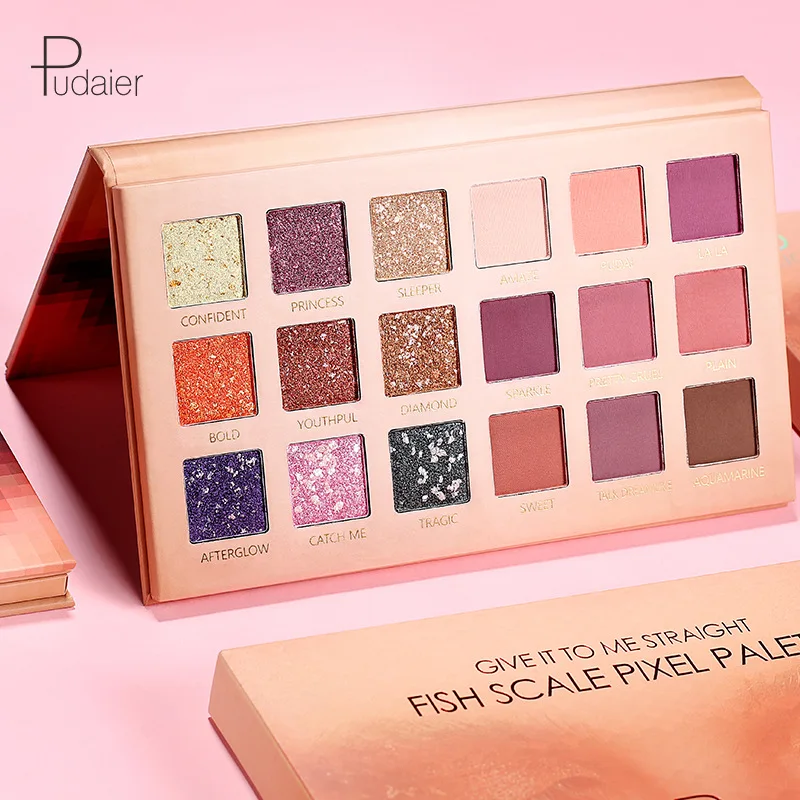 Pudaier Palet Eyeshadow Glitter 18 Warna Mengkilap Kecantikan Makeup Glitter Pigmen Palet Eyeshadow Smoky Kosmetik Tahan Air