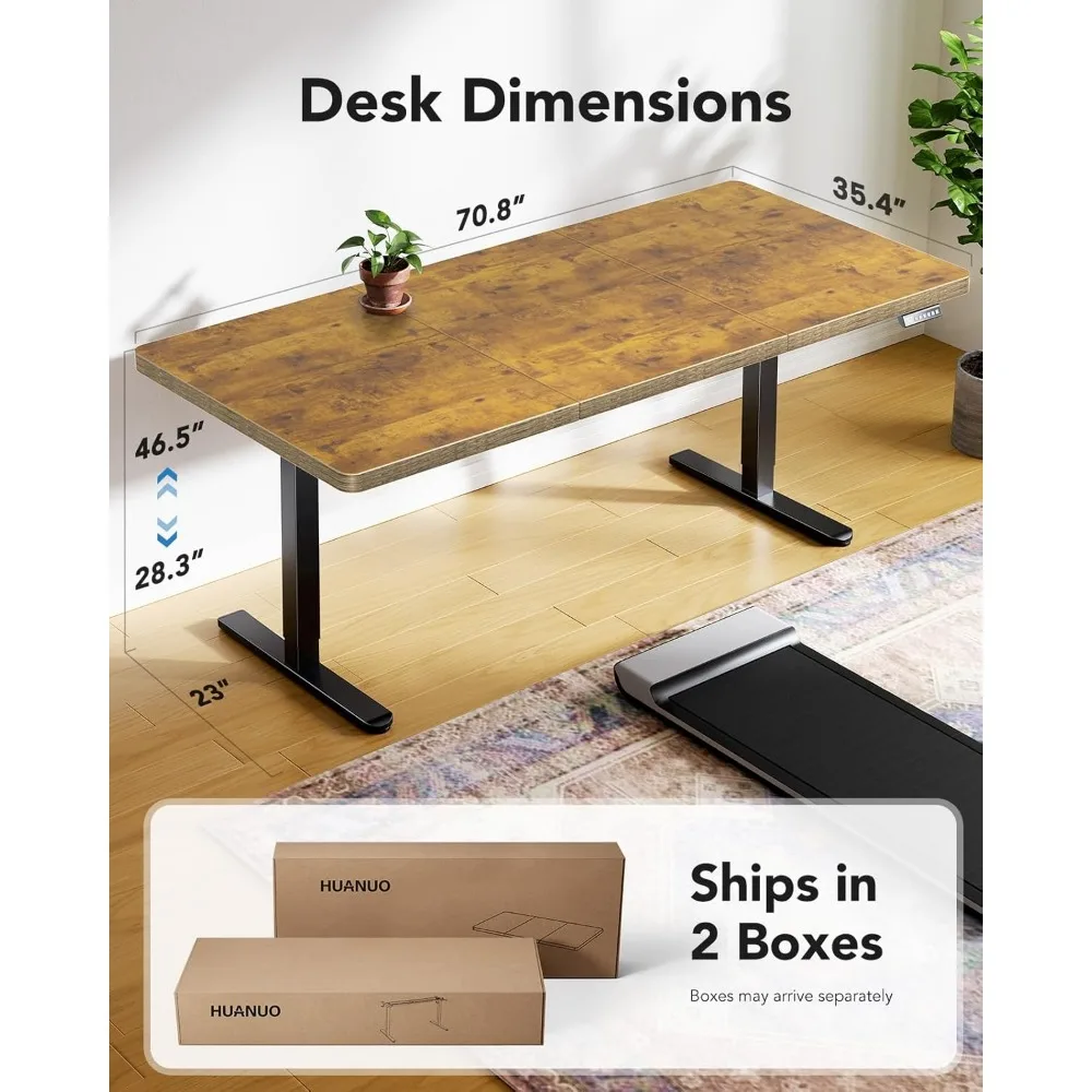 Electric Standing Desk 71x35 inches - Large Height Adjustable Table with 4 Memory Presets for Sit-Stand Comfort