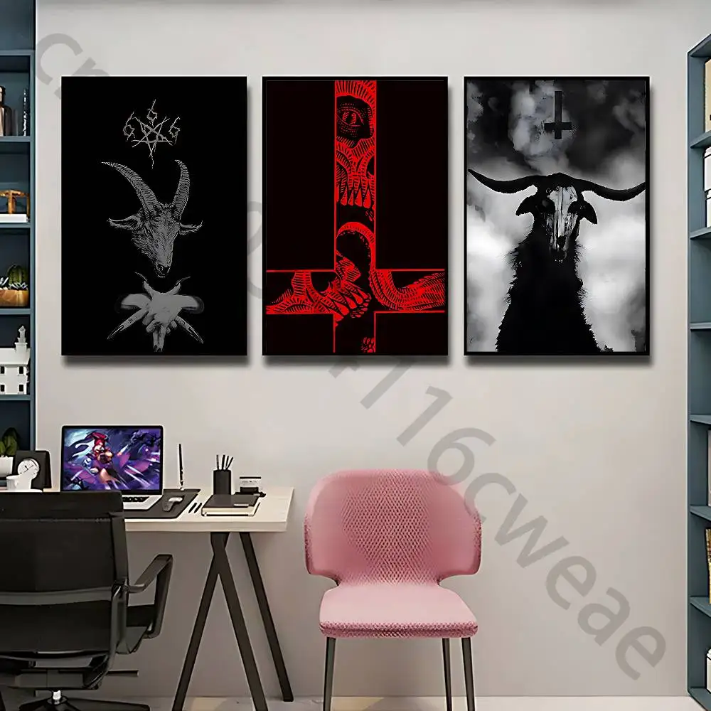 Satanic G-Goat Satan D-devil Wall Art Poster Print Wall Decor for Living Room Bedroom Home Decoration