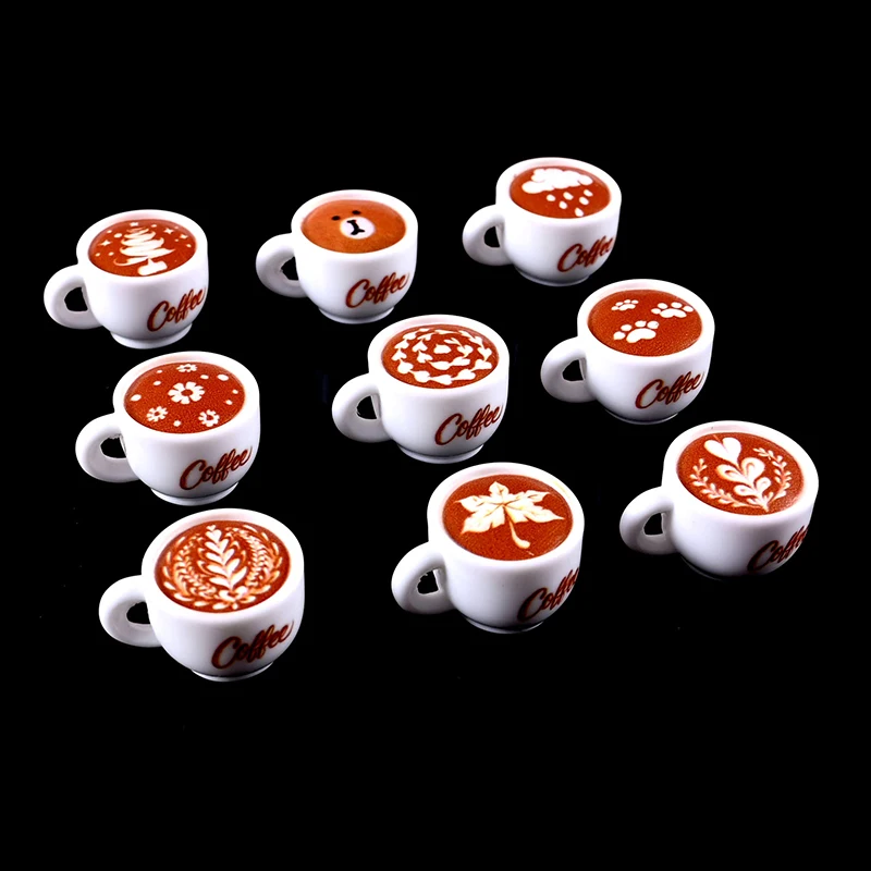 10 Piece Kawaii Resin Mini Coffee Cup for Dollhouse Kitchen Crafts & Toy Food DIY