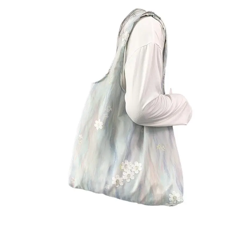 Modische chinesische Stickerei-Malerei, kleine frische Canvas-Tasche, Damen-Umhängetasche, Handtasche, Westentasche – Detail 6