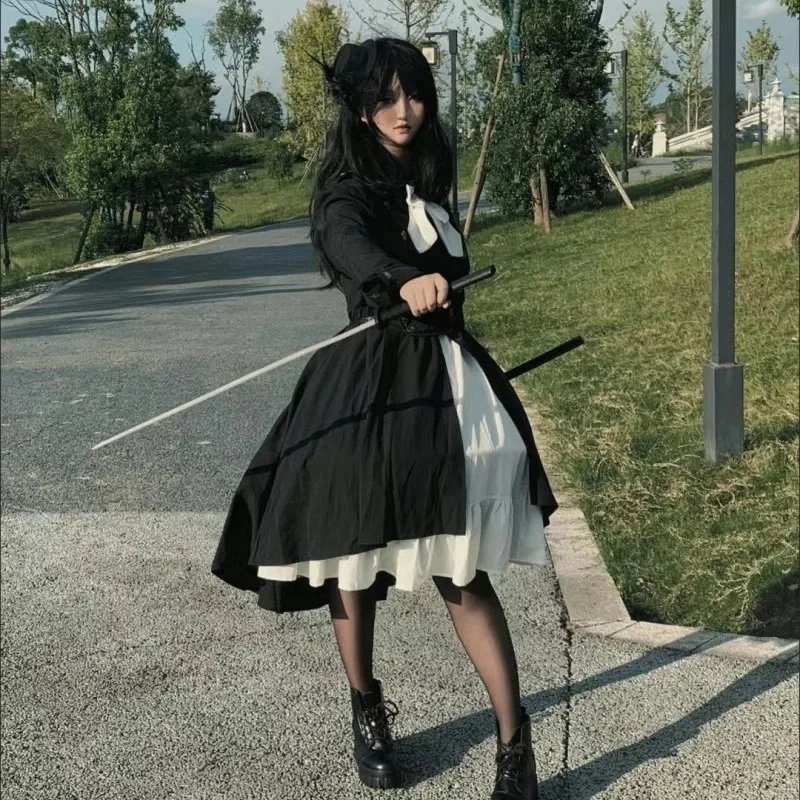 

2025 11 Popular Clothing Fabric Soft Two-dimensional Cartoon Comic-con Bow Decoration Long-sleeved Ruffled Cosplay Cloth