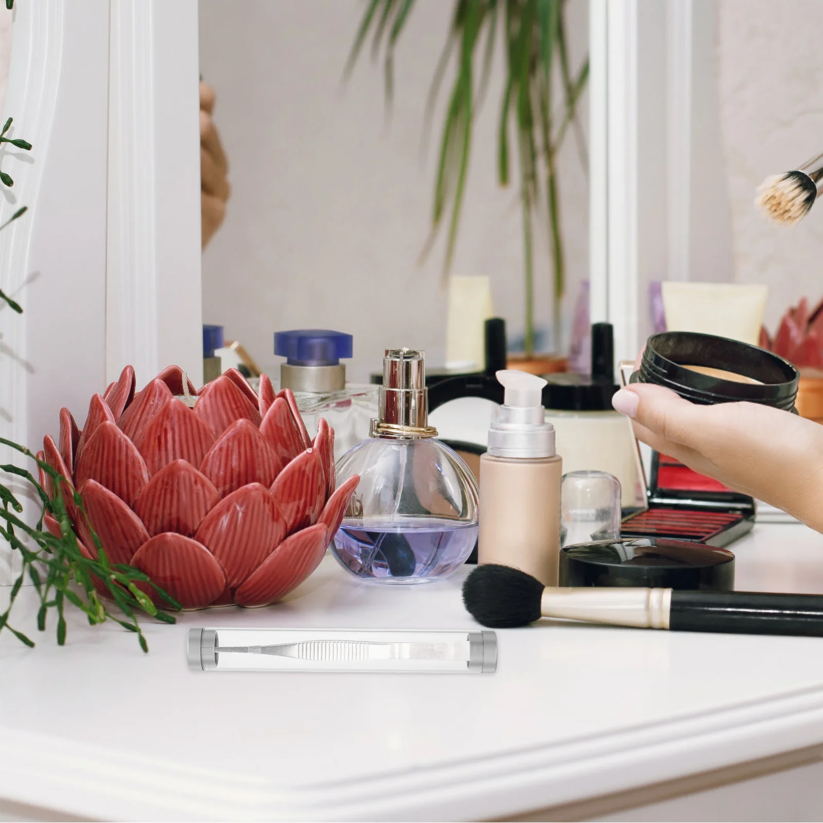 Scatola portaoggetti per pinzette in plastica trasparente per strumenti per l'estensione delle ciglia Custodia da viaggio per organizer Accessori per il trucco per manicure Tech Lash