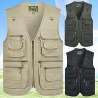 Multi Pocket Men's Vest Zipper Sleeveless Jacket Male Spring Big Size Travel Fishing Work Outdoor Tactical Plus Large 10XL 9XL