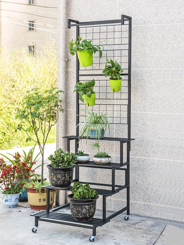 Balcony flower stand, climbing pergola outdoor courtyard floor-to-ceiling multi-level ladder mobile