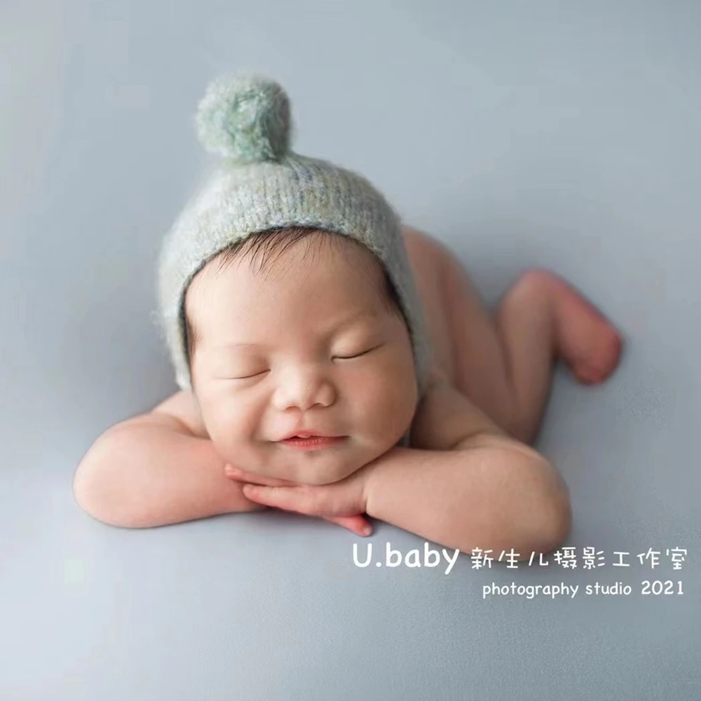 Newborn Photography Props Pompom Hat Knitted Baby Girl Boy Bobble Hat Fotoshooting Newborn Bonnet Baby Photography Accessories