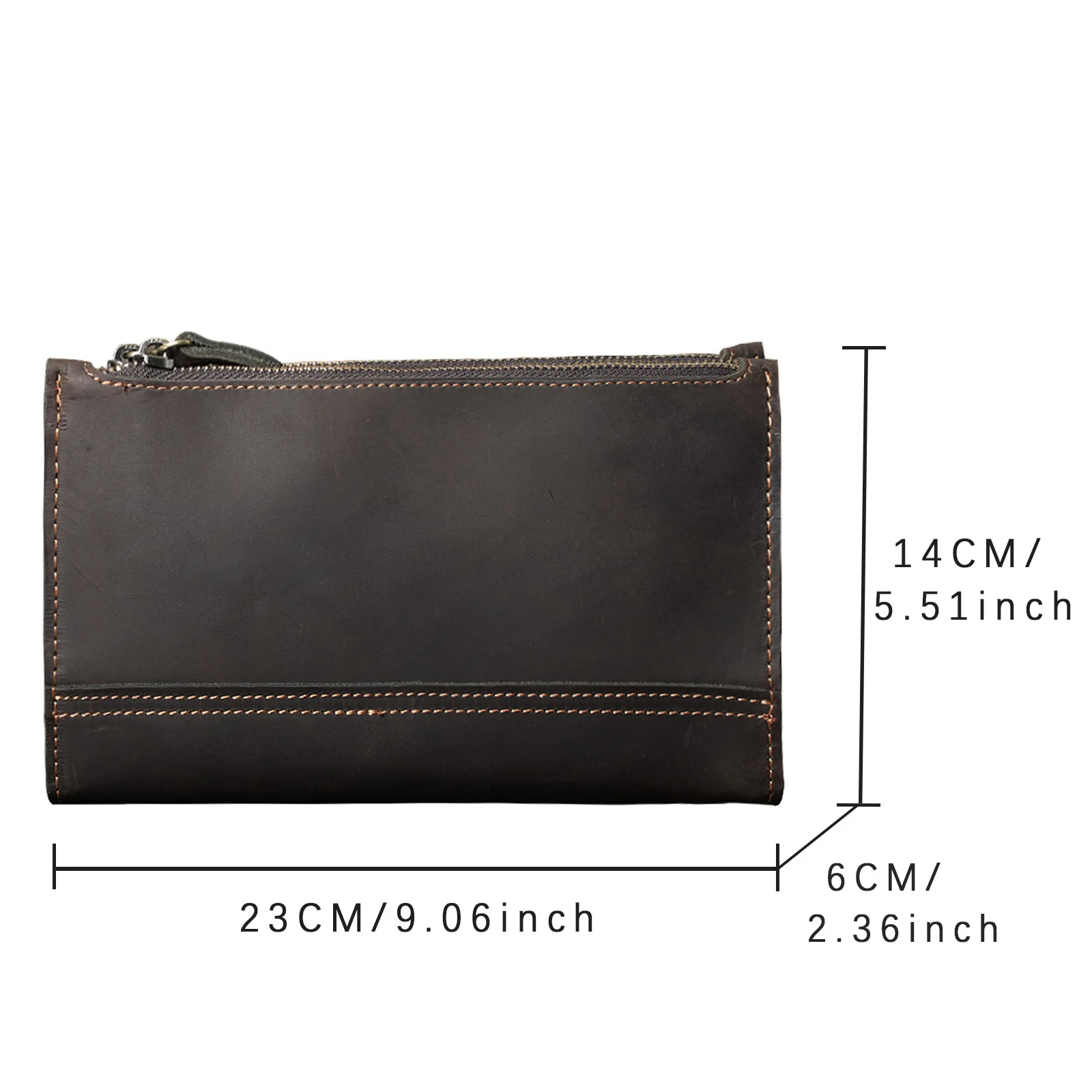 Echte Leder-Umhängetasche für Herren, Clutch-Tasche, Vintage Crazy Horse Crossbody-Taschen für Männer, Mini-Multifunktions-Geldbörse – Detail 3