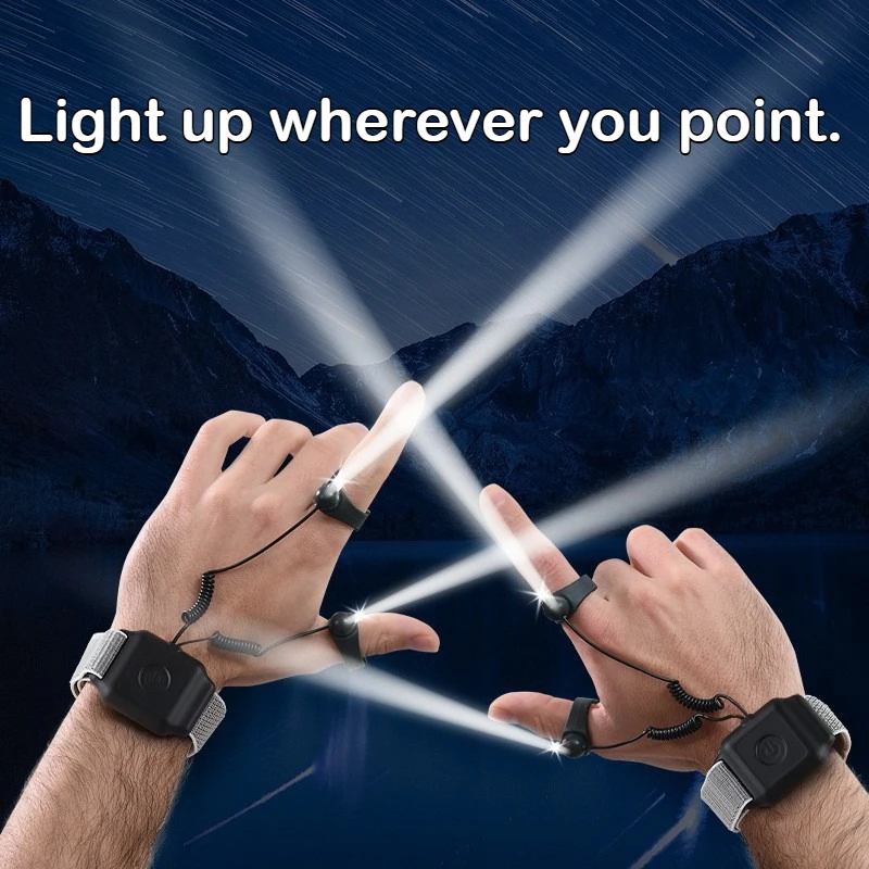 Strong Wrist Charging Flashlight 50m ABS Diamond Ring Light for Night Fishing Outdoor Sports Local Lighting