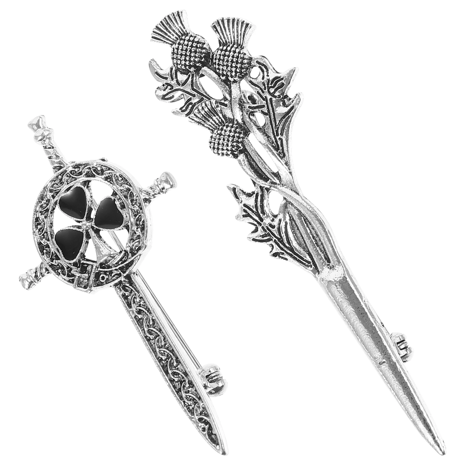 

2pcs Vintage Thistle Brooches Fashionable Alloy Jewelry Decoration Women Dress Accessories Flower Pins Gift Box