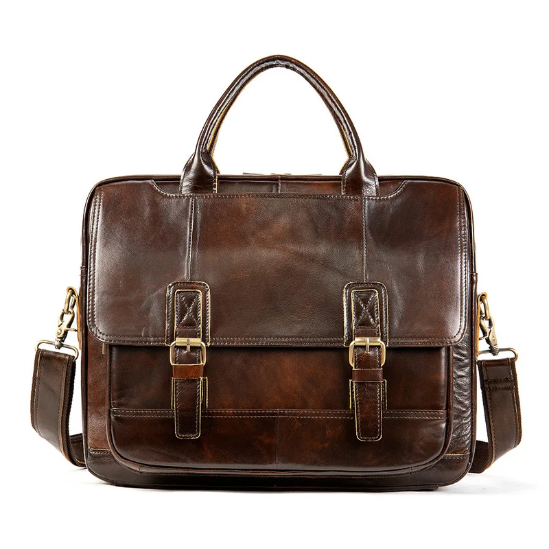 New cross-border leather men's bags from Europe and America Men's briefcases Men's retro top-grain cowhide business handbags