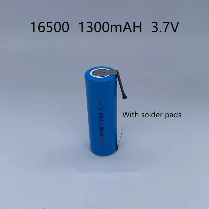 2pcs-6pcs 3.7V ICR16500 16500 with solder tab lithium ion rechargeable battery 1300mAh LED led flashlight digital device