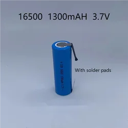 2pcs-6pcs 3.7V ICR16500 16500 with solder tab lithium ion rechargeable battery 1300mAh LED led flashlight digital device