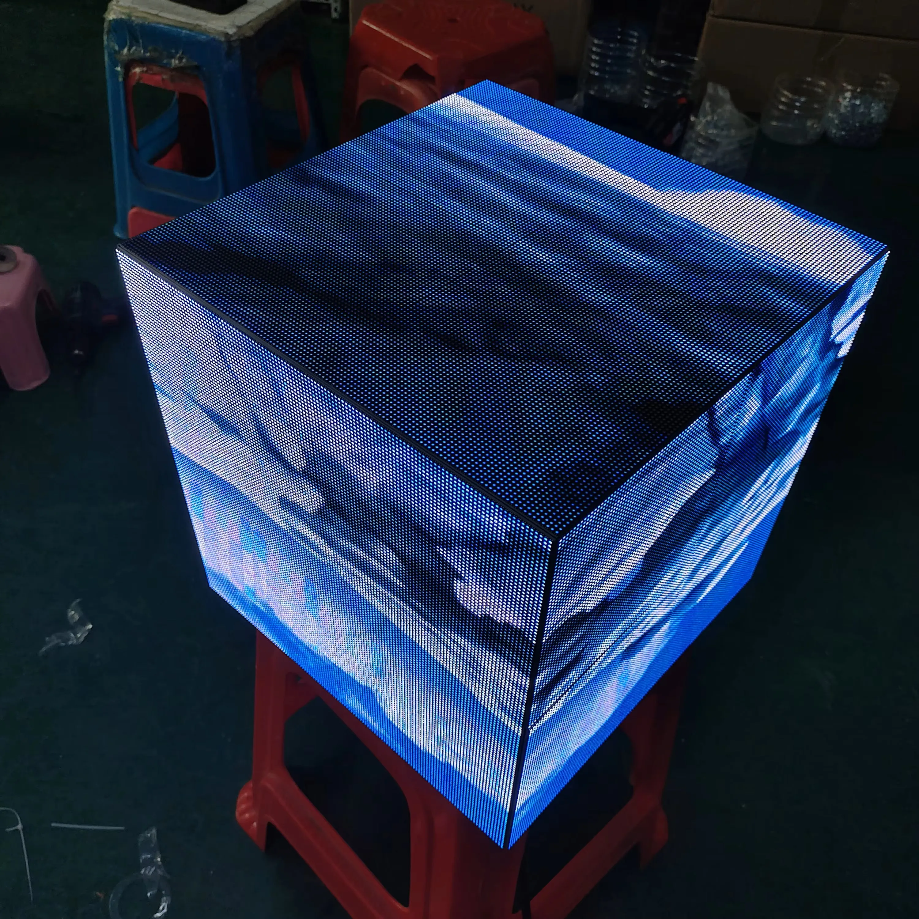 تصميم جديد P3 Led شاشة عرض إعلانات رقمية الإبداعية في الهواء الطلق مقاوم للماء الدورية المكعب السحري Led ملصق يعرض