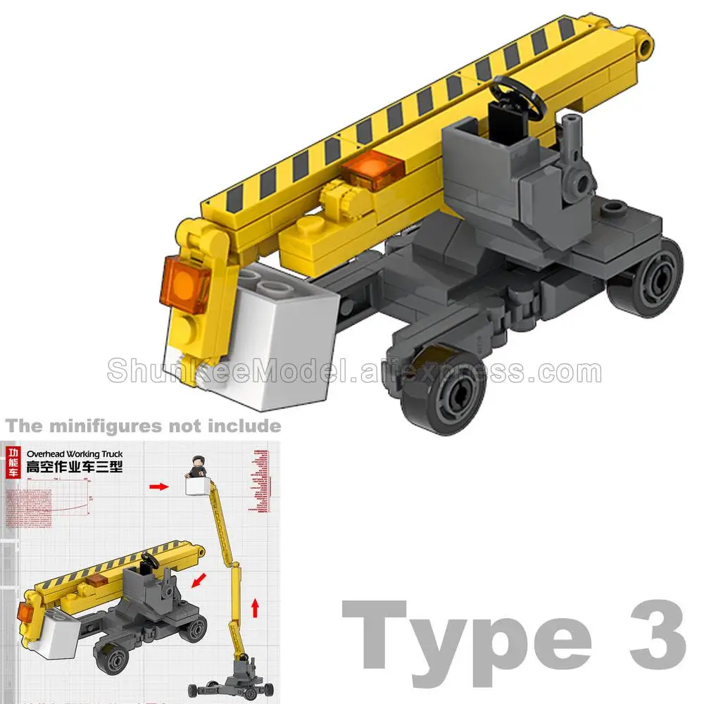 MOC Building Blocks Bricks Airport Military Army Working Vehicle Container Truck Tractor Pallet Model Baseplate Traffic Light