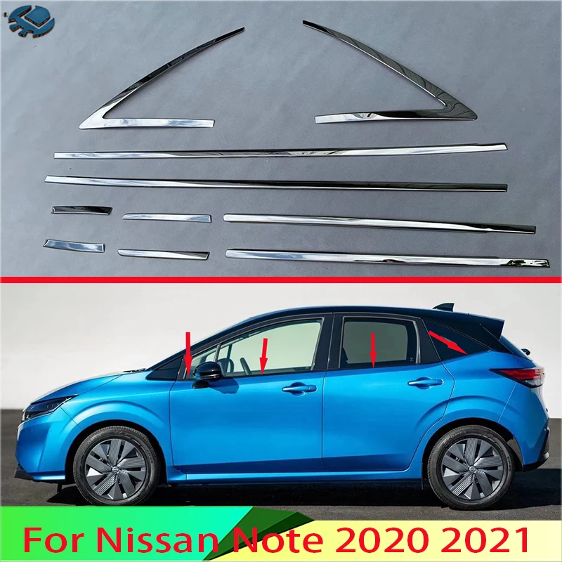 

Для Nissan Note 2020 2021, автомобильные аксессуары, Стайлинг кузова, палка из нержавеющей стали, оконный гарнир, оконная полоса, отделка