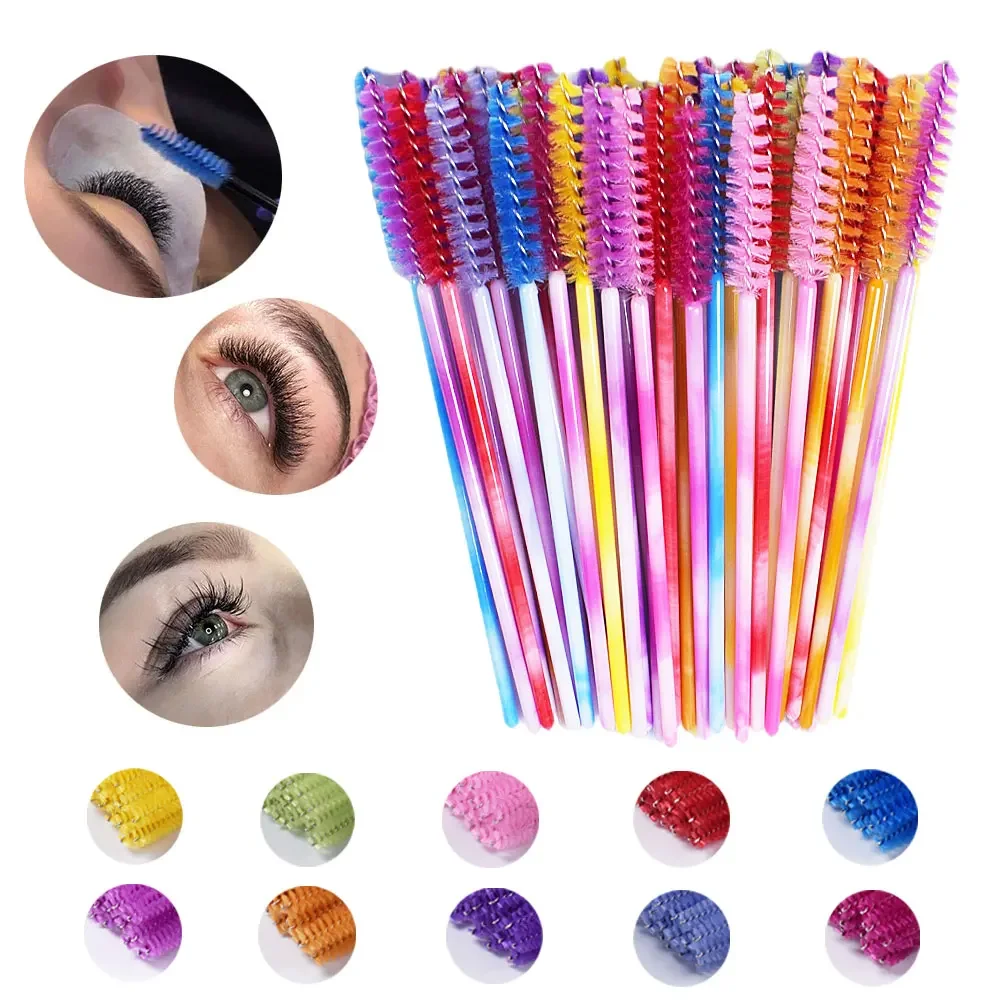 50 Pz/pacco Usa E Getta Pennello Per Ciglia di Cristallo Eye Lash Pennelli Per Trucco Mini Mascara Bacchette Pennello Strumento di Estensione Delle Ciglia