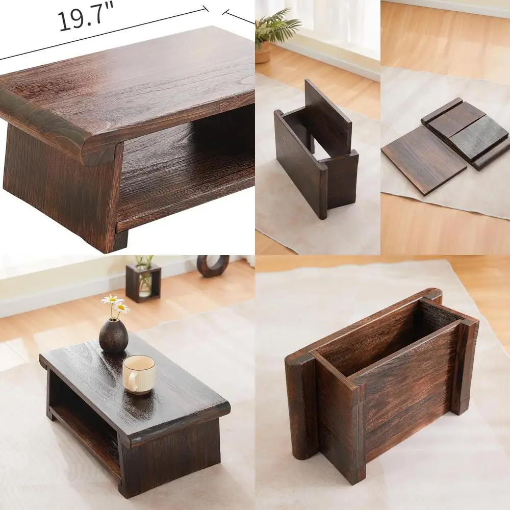 

Compact Brown Wooden Coffee Table for Living Spaces, 19.7 x 11.8 x 7.9