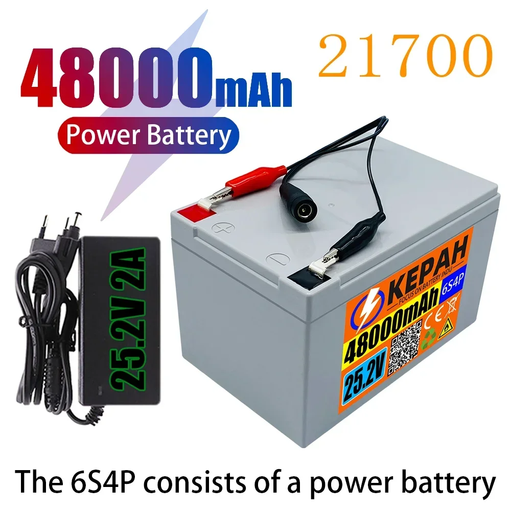 

6s4p 24V 48ah 21700 battery very durable 25,2v 48000mah electric bicycle moped / electric bicycle / for various tools + charger